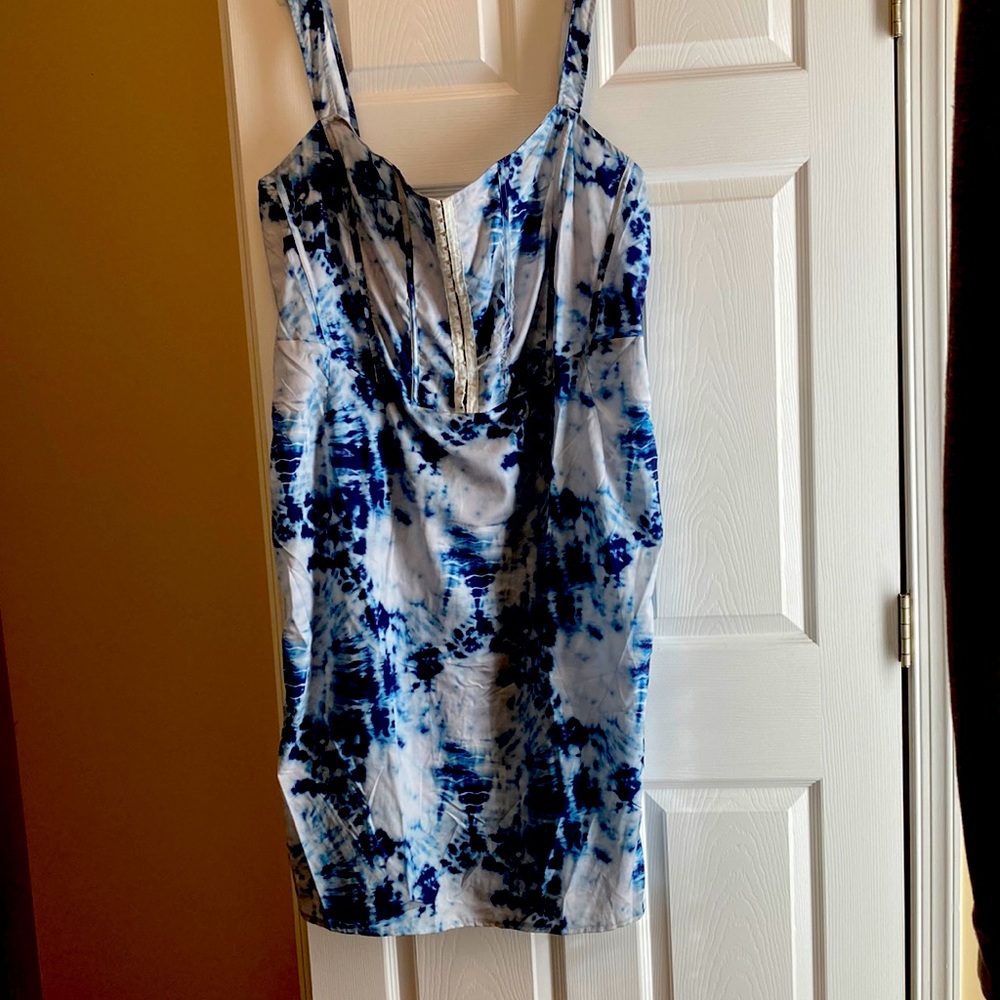 NWT pretty little things blue tie dye corset detail midi dress